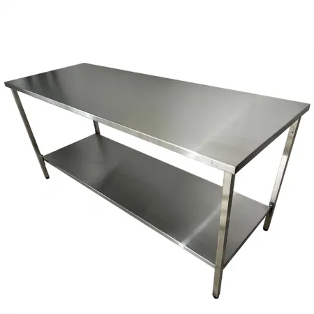 MESA EM AÇO INOX PÉS EM GALVANIZADO 150 MX 180 CM