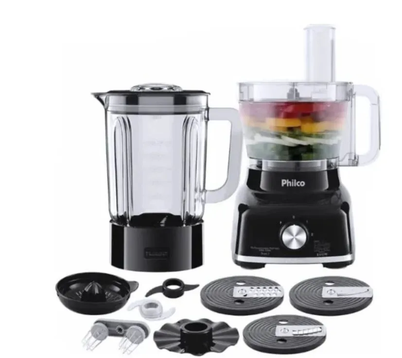 Multiprocessador PMP1600P Glass Turbo9 em 1 Philco 1700 W